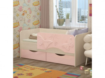 Бабочки Кровать детская 2 ящика 1.6 Розовый глянец в Нижнем Ингаше - nizhnij-ingash.mebel54.com | фото