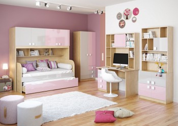 Детская комната Грэйси (Розовый/Серый/корпус Клен) в Нижнем Ингаше - nizhnij-ingash.mebel54.com | фото