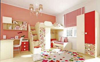 Детская комната Ретвит (Бежевый/Красный/корпус Клен) в Нижнем Ингаше - nizhnij-ingash.mebel54.com | фото