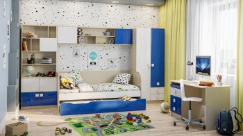Детская комната Скай Люкс (Синий/Белый/корпус Клен) в Нижнем Ингаше - nizhnij-ingash.mebel54.com | фото