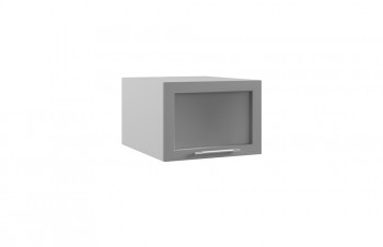 Гарда ГПГС 500 шкаф верхний горизонтальный глубокий со стеклом (Белый Эмалит/корпус Серый) в Нижнем Ингаше - nizhnij-ingash.mebel54.com | фото