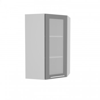 Гарда ВПУС 550 шкаф верхний угловой со стеклом высокий (Белый Эмалит/корпус Серый) в Нижнем Ингаше - nizhnij-ingash.mebel54.com | фото