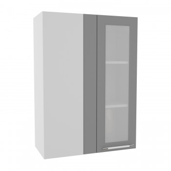Гарда ВПУС 650 шкаф верхний угловой со стеклом высокий (Белый Эмалит/корпус Серый) в Нижнем Ингаше - nizhnij-ingash.mebel54.com | фото