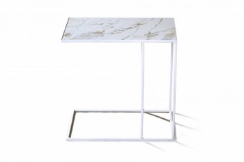 Журнальный столик Stone 01 (Круглый) Металл/Керамика 250 Белый в Нижнем Ингаше - nizhnij-ingash.mebel54.com | фото