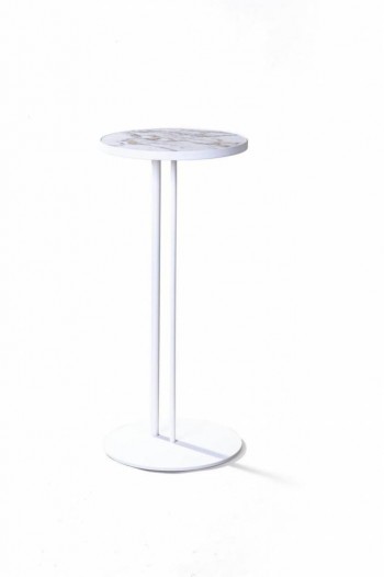 Журнальный столик Stone 015 (Круглый) Металл/Керамика 250 Белый в Нижнем Ингаше - nizhnij-ingash.mebel54.com | фото