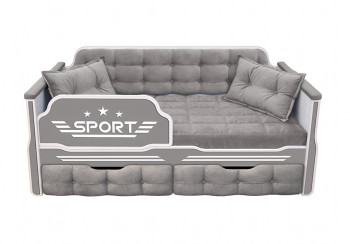 Кровать 160 серии Спорт 2 ящика 45 Серый (подушки) в Нижнем Ингаше - nizhnij-ingash.mebel54.com | фото
