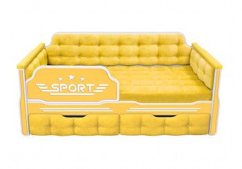Кровать 160 серии Спорт 2 ящика 74 Жёлтый (мягкие боковые накладки) в Нижнем Ингаше - nizhnij-ingash.mebel54.com | фото