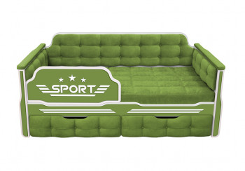 Кровать 160 серии Спорт 2 ящика 76 Зелёный (мягкие боковые накладки) в Нижнем Ингаше - nizhnij-ingash.mebel54.com | фото