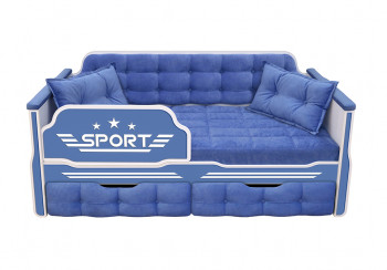 Кровать 160 серии Спорт 2 ящика 85 Синий (подушки) в Нижнем Ингаше - nizhnij-ingash.mebel54.com | фото