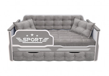 Кровать 170 серии Спорт 1 ящик 45 Серый (подушки) в Нижнем Ингаше - nizhnij-ingash.mebel54.com | фото