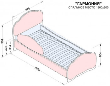 Кровать 180 Гармония 36 Светло-розовый (мягкий бортик) в Нижнем Ингаше - nizhnij-ingash.mebel54.com | фото