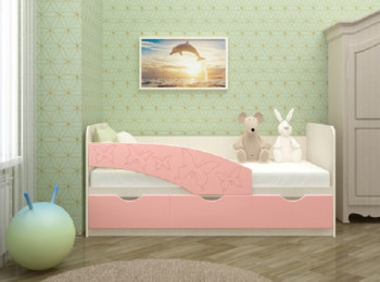 Кровать Бабочки 1,6м (Розовый металлик) в Нижнем Ингаше - nizhnij-ingash.mebel54.com | фото