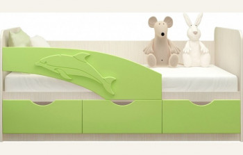 Кровать детская 1,6м Дельфин (Салатовый металлик) в Нижнем Ингаше - nizhnij-ingash.mebel54.com | фото