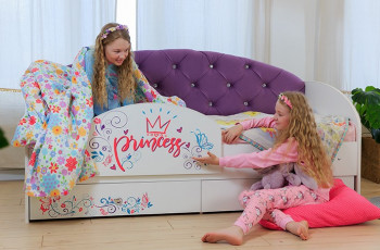 Кровать детская Эльза с бортиком Принцесса Белый/Фиолетовый в Нижнем Ингаше - nizhnij-ingash.mebel54.com | фото