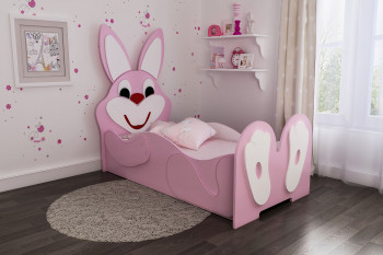 Кровать детская Зайка 1.6 Розовый/Белый в Нижнем Ингаше - nizhnij-ingash.mebel54.com | фото