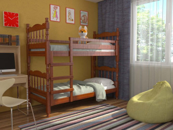 Кровать двухъярусная Соня из массива сосны 800*1890 Орех в Нижнем Ингаше - nizhnij-ingash.mebel54.com | фото