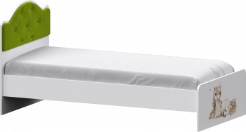 Кровать Каспер с мягкой спинкой и фотопечатью (800х1900)Белый/Лайм в Нижнем Ингаше - nizhnij-ingash.mebel54.com | фото