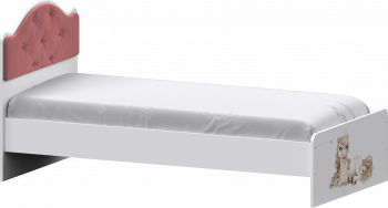 Кровать Каспер с мягкой спинкой и фотопечатью (800х1900)Белый/Светло-розовый в Нижнем Ингаше - nizhnij-ingash.mebel54.com | фото