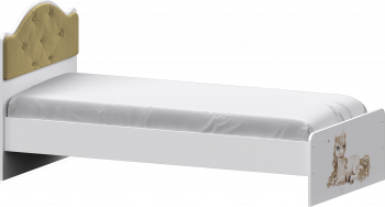 Кровать Каспер с мягкой спинкой и фотопечатью (800х1900)  Белый/Ваниль в Нижнем Ингаше - nizhnij-ingash.mebel54.com | фото