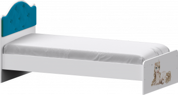 Кровать Каспер с мягкой спинкой и фотопечатью (800х2000)  Белый/Бирюза в Нижнем Ингаше - nizhnij-ingash.mebel54.com | фото