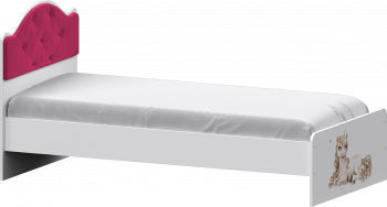 Кровать Каспер с мягкой спинкой и фотопечатью (900х1900)Белый/Ярко-розовый в Нижнем Ингаше - nizhnij-ingash.mebel54.com | фото