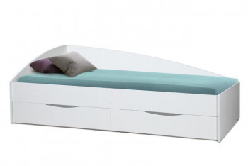 Кровать одинарная "Фея - 3" (асимметричная) (2000х900) New/(белый / белый / ДВПО белый) в Нижнем Ингаше - nizhnij-ingash.mebel54.com | фото