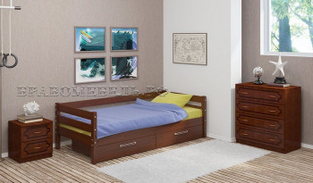 Кровать одинарная ГЛОРИЯ из массива сосны  900*2000 (Орех) в Нижнем Ингаше - nizhnij-ingash.mebel54.com | фото