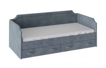 Кровать с мягкой обивкой и ящиками «Кантри» Тип 1 (900) (Замша синяя) в Нижнем Ингаше - nizhnij-ingash.mebel54.com | фото