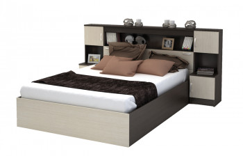 Кровать с прикроватным блоком КР 552 Спальня Basya (венге/белфорт) в Нижнем Ингаше - nizhnij-ingash.mebel54.com | фото