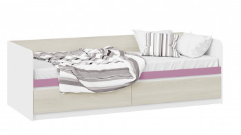 Кровать «Сканди» с 2 ящиками Дуб Гарден/Белый/Лиловый в Нижнем Ингаше - nizhnij-ingash.mebel54.com | фото