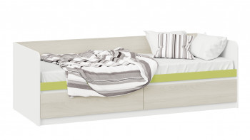 Кровать «Сканди» с 2 ящиками Дуб Гарден/Белый/Зеленый в Нижнем Ингаше - nizhnij-ingash.mebel54.com | фото