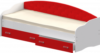 Кровать Софа-7 с мягкой спинкой (800х1900) Белый/Красный в Нижнем Ингаше - nizhnij-ingash.mebel54.com | фото