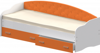 Кровать Софа-7 с мягкой спинкой (800х1900) Белый/Оранжевый в Нижнем Ингаше - nizhnij-ingash.mebel54.com | фото