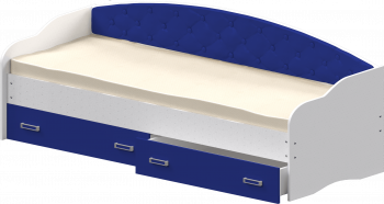 Кровать Софа-7 с мягкой спинкой (800х1900) Белый/Синий в Нижнем Ингаше - nizhnij-ingash.mebel54.com | фото