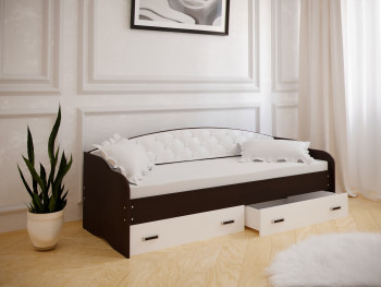 Кровать Софа-7 с мягкой спинкой (800х1900) Венге/ Белый в Нижнем Ингаше - nizhnij-ingash.mebel54.com | фото