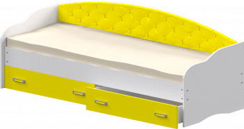 Кровать Софа-7 с мягкой спинкой (800х2000) Белый/Желтый в Нижнем Ингаше - nizhnij-ingash.mebel54.com | фото