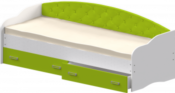 Кровать Софа-8 с мягкой спинкой (900х1900) Белый/Лайм в Нижнем Ингаше - nizhnij-ingash.mebel54.com | фото