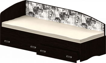 Кровать Софа-9 с мягкой спинкой с рисунком Милана (900х2000) Венге в Нижнем Ингаше - nizhnij-ingash.mebel54.com | фото