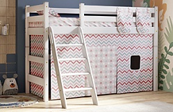 Кровать Соня вариант 6 полувысокая с наклонной лестницей Белый полупрозрачный в Нижнем Ингаше - nizhnij-ingash.mebel54.com | фото