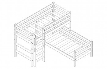 Кровать Соня вариант 7 угловая с прямой лестницей Белый полупрозрачный в Нижнем Ингаше - nizhnij-ingash.mebel54.com | фото