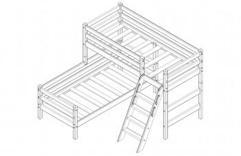 Кровать Соня вариант 8 угловая с наклонной лестницей Белый полупрозрачный в Нижнем Ингаше - nizhnij-ingash.mebel54.com | фото