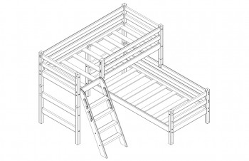 Кровать Соня вариант 8 угловая с наклонной лестницей Лаванда в Нижнем Ингаше - nizhnij-ingash.mebel54.com | фото