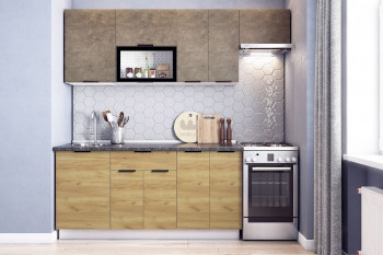 Кухонный гарнитур Стоун 2.2 (белый/камень темно-серый/акация светлая) в Нижнем Ингаше - nizhnij-ingash.mebel54.com | фото