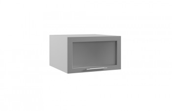 Лофт ГПГС 600 шкаф верхний горизонтальный глубокий со стеклом (Штукатурка белая/корпус Серый) в Нижнем Ингаше - nizhnij-ingash.mebel54.com | фото
