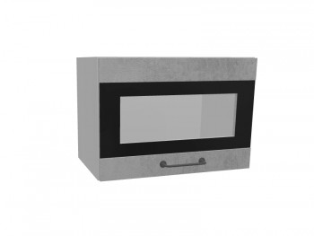 Лофт ПГСФ 500 шкаф верхний горизонтальный со стеклом и фотопечатью (Бетон светлый/корпус Серый) в Нижнем Ингаше - nizhnij-ingash.mebel54.com | фото