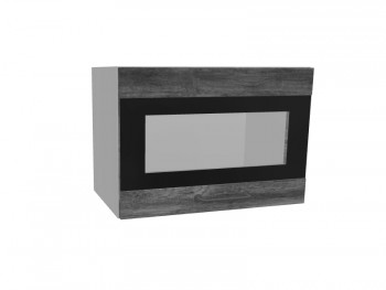 Лофт ПГСФ 500 шкаф верхний горизонтальный со стеклом и фотопечатью (Дуб бурый/корпус Серый) в Нижнем Ингаше - nizhnij-ingash.mebel54.com | фото