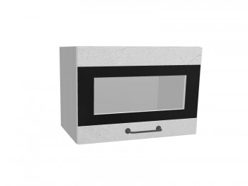 Лофт ПГСФ 500 шкаф верхний горизонтальный со стеклом и фотопечатью (Штукатурка белая/корпус Серый) в Нижнем Ингаше - nizhnij-ingash.mebel54.com | фото