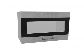 Лофт ПГСФ 600 шкаф верхний горизонтальный со стеклом и фотопечатью (Бетон светлый/корпус Серый) в Нижнем Ингаше - nizhnij-ingash.mebel54.com | фото