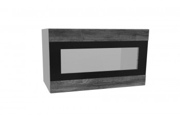 Лофт ПГСФ 600 шкаф верхний горизонтальный со стеклом и фотопечатью (Дуб бурый/корпус Серый) в Нижнем Ингаше - nizhnij-ingash.mebel54.com | фото