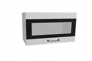 Лофт ПГСФ 600 шкаф верхний горизонтальный со стеклом и фотопечатью (Штукатурка белая/корпус Серый) в Нижнем Ингаше - nizhnij-ingash.mebel54.com | фото